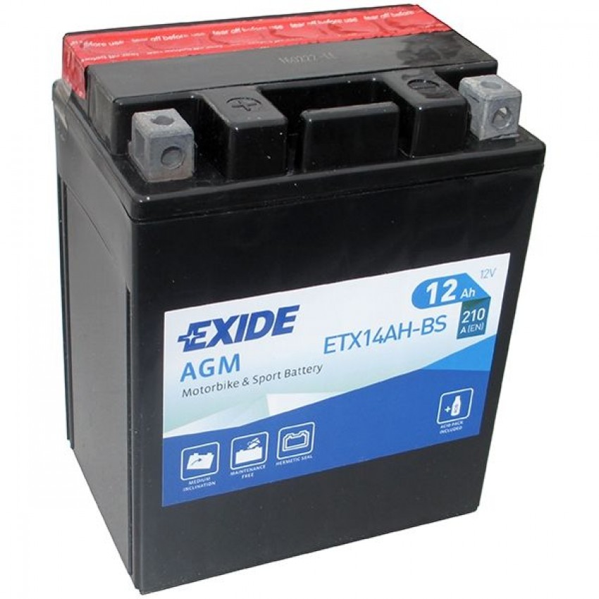 Акумулятор EXIDE ETX14AH-BS = YTX14AH-BS AGM 12Ah 210A